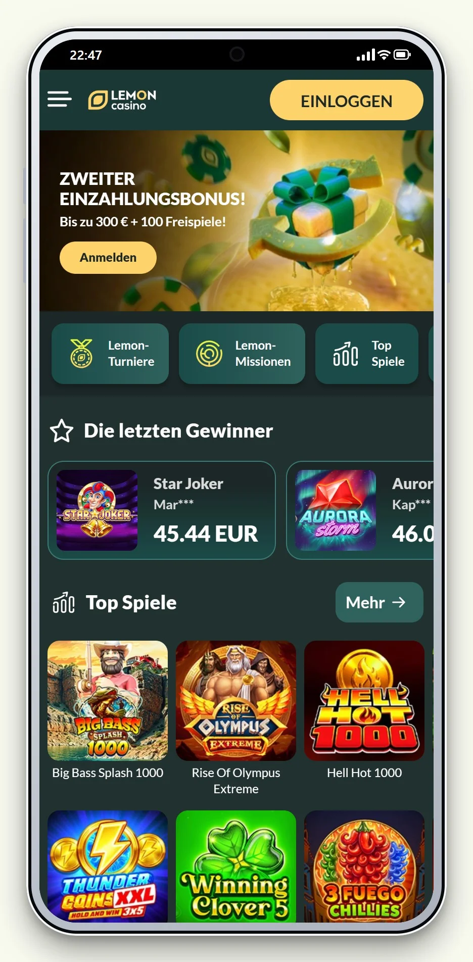 die mobile Seite von Lemon Casino im Vergleich mastercard casinos