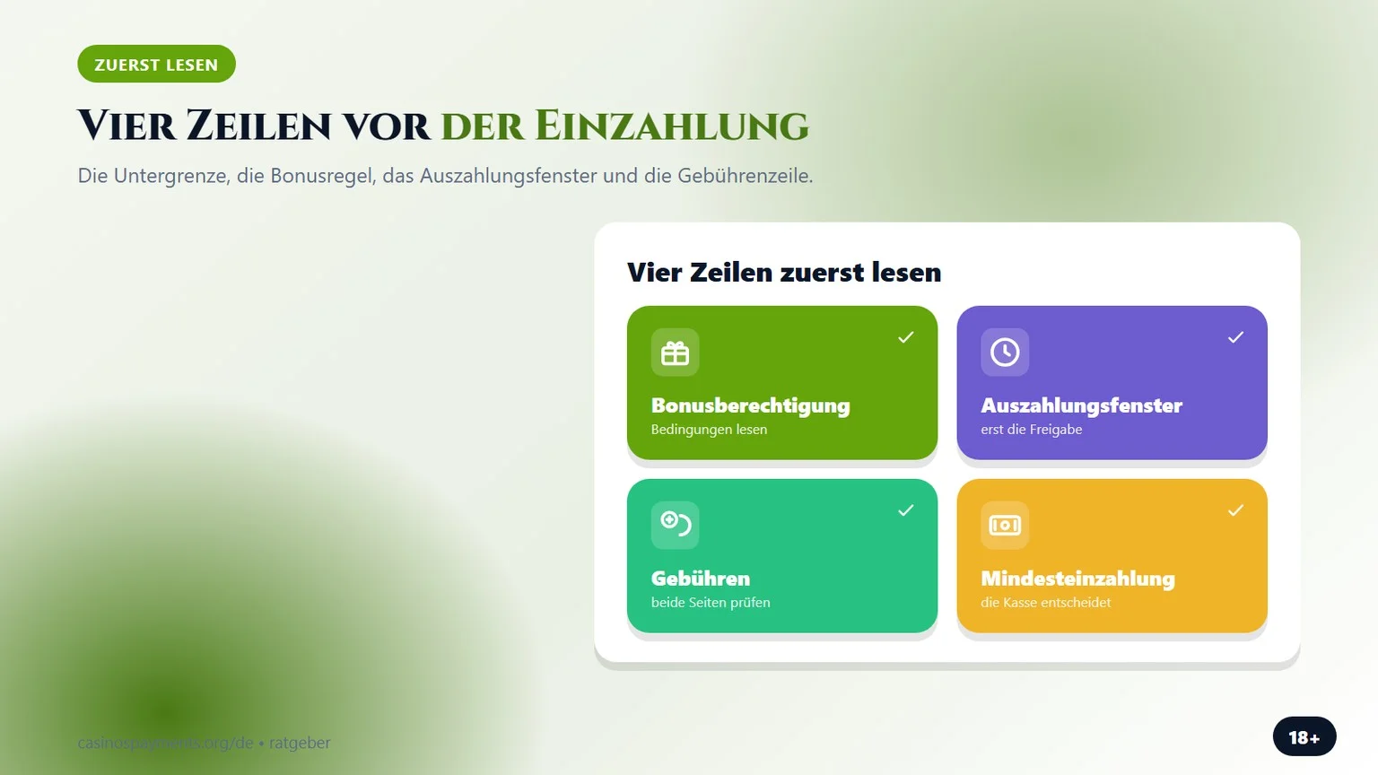 vier Zeilen, die vor der Einzahlung zu lesen sind, Infografik zum Thema mastercard casino