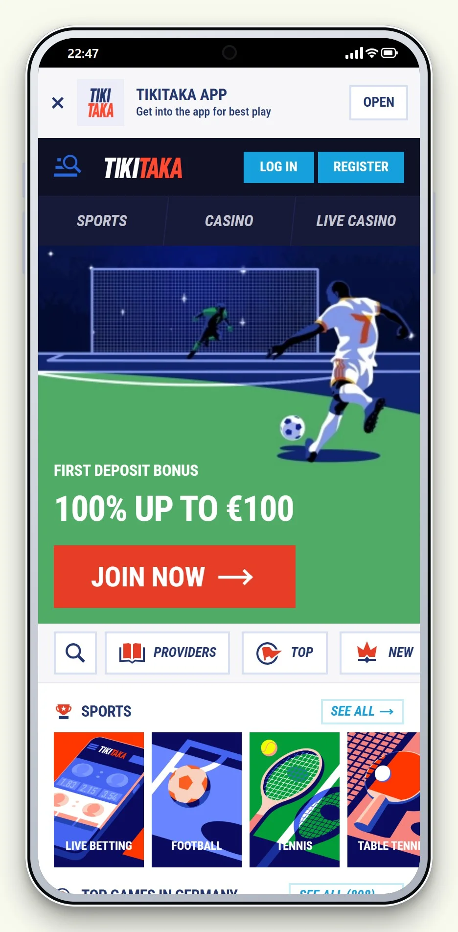 die mobile Lobby von TikiTaka im Ratgeber zu paysafecard casinos