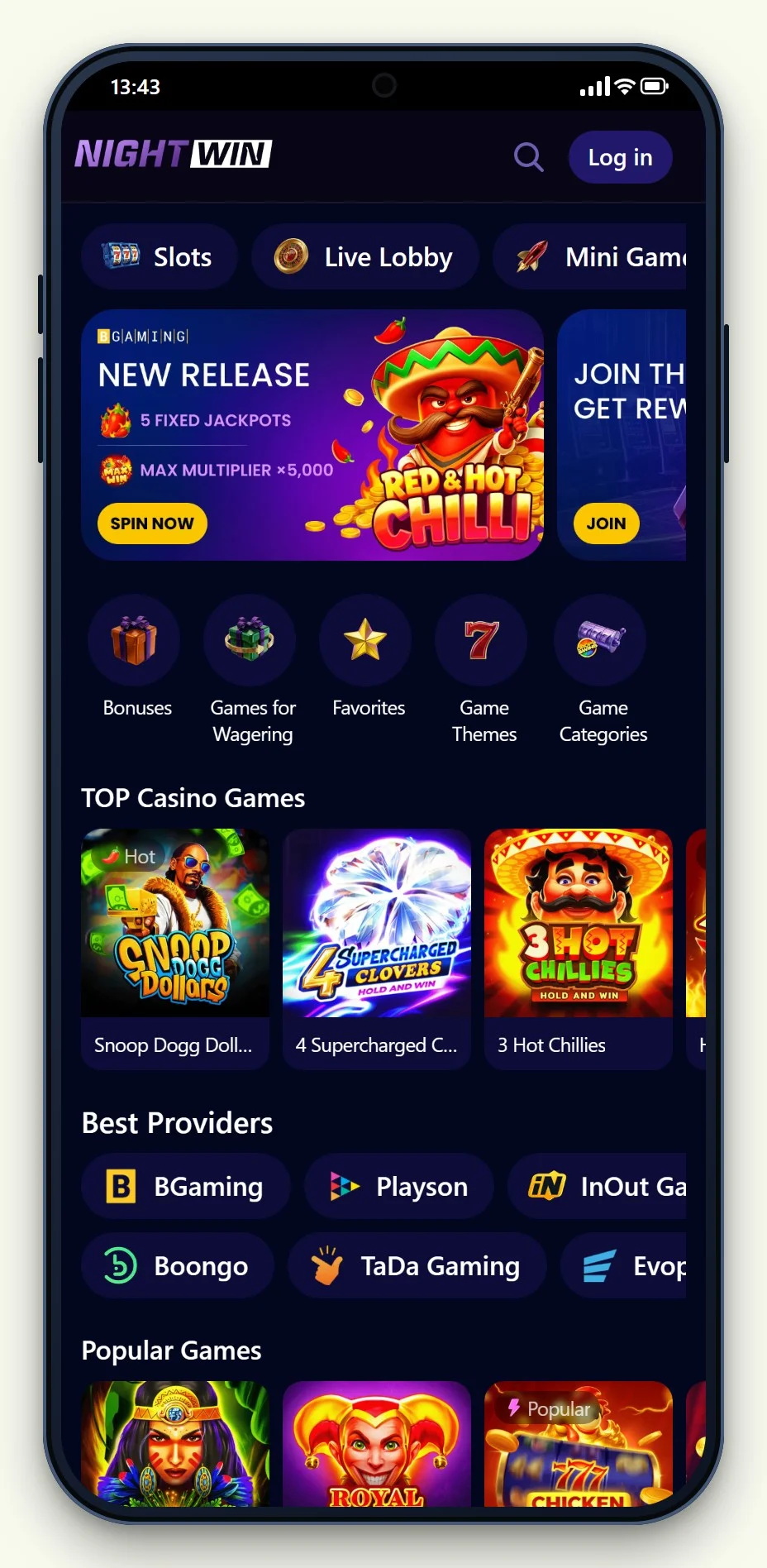 the NightWin mobile site from our google pay casino comparison